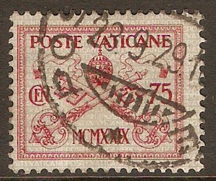 Vatican City 1929 75c Carmine on grey. SG7.